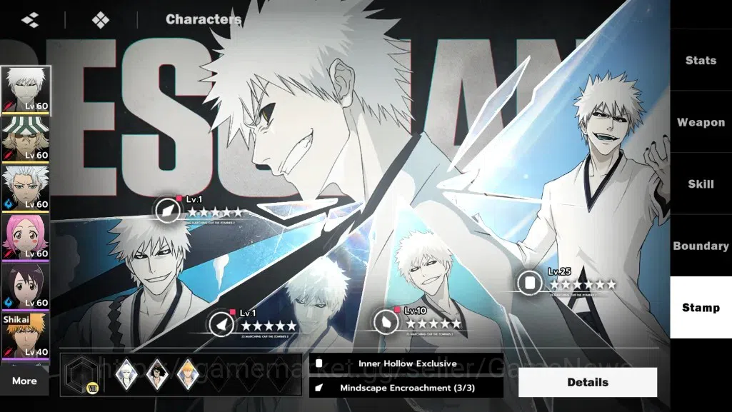BLEACH: Soul Resonance Accounts NuverseSEA|LV 47|7980 SJ,10 LGT|4 SSR|Ichigo Inner image 5