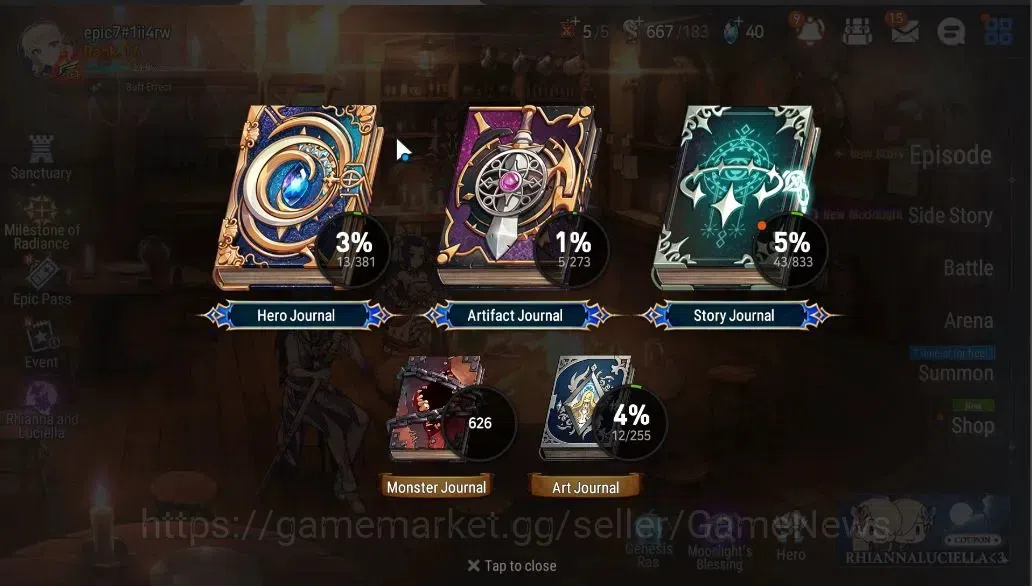Epic Seven Accounts ASIA Unverif|NewEra|2 ML (Rhinna&Luciella,NM Luna) image 3