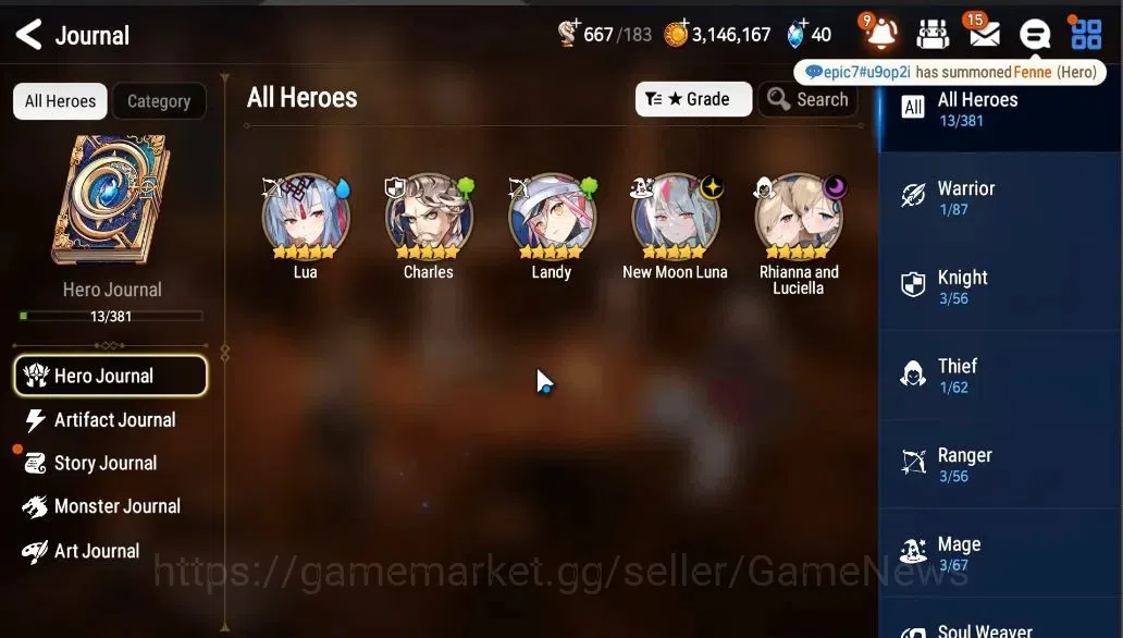Epic Seven Accounts ASIA Unverif|NewEra|2 ML (Rhinna&Luciella,NM Luna) image 5