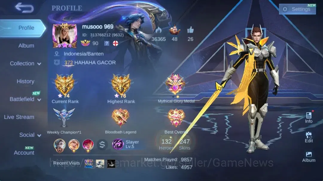 Mobile Legends: Bang Bang Accounts Hero 132|Skin 247|High Glory 76|CC(Valir,Nata),Lbo image 2