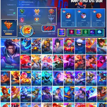 Mobile Legends: Bang Bang Accounts 🔥 #4005 🔥 569 Skins 💎 Mega Collector III 👑 Legend Alucard Obsidian Blade ⚔️ Legend
