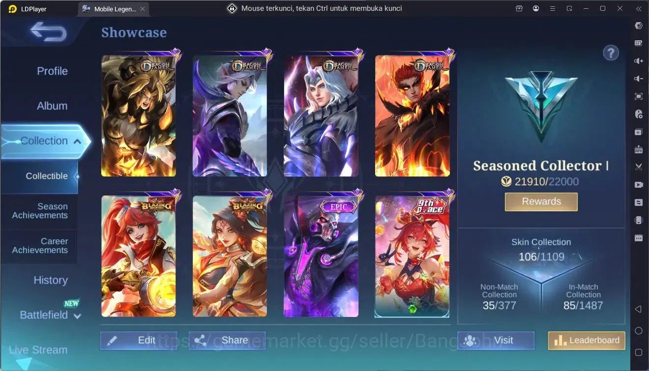Mobile Legends: Bang Bang Accounts Global|Hero 90|Skin 106|Seasoned|Dragon Lancelot,V image 2