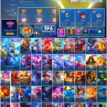 Mobile Legends: Bang Bang Accounts #4568 196 Skins | Lancelot Pisces (ZODIAC) | Badang Pegasus Seiya (SAINT SEIYA) | Natalia