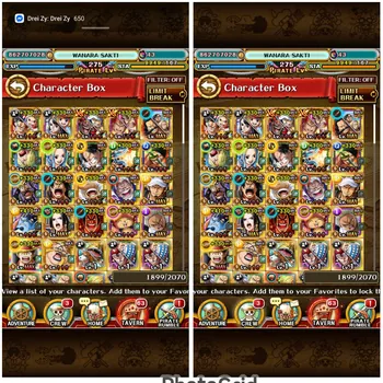 One Piece Treasure Cruise Accounts Mid‑range #OPTC217 [Android/IOS] Level 275, Bounty 104M | Sugo Rare 217/355, 21 SUPER