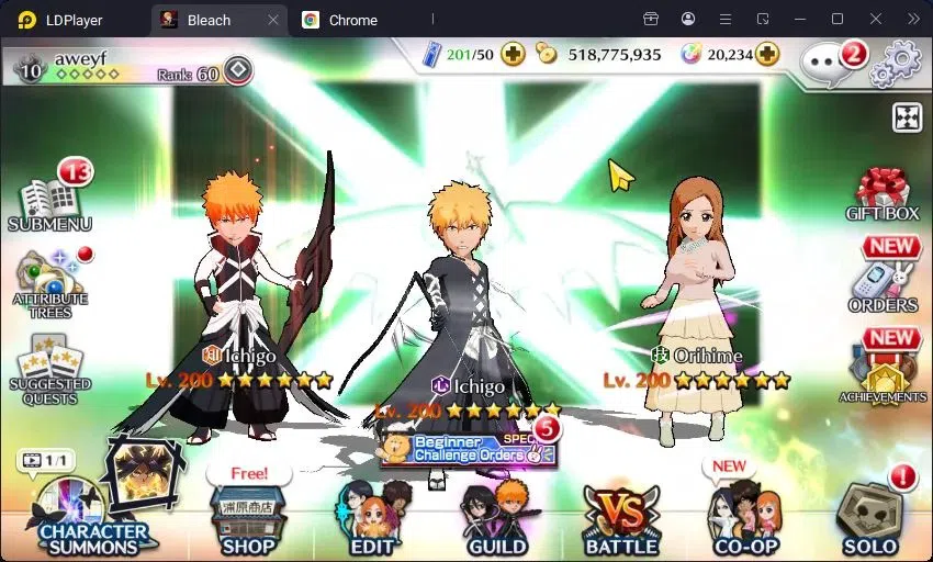 Bleach: Brave Souls Accounts Starter Global |20K Orb+Fresh Story|Ichigo 8th,Orihime TYBW24,Rangiku Swimsuit,Gin The 1