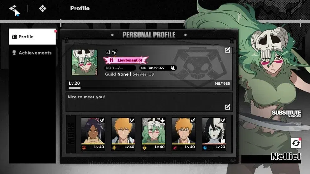 BLEACH: Soul Resonance Accounts NuverseSEA Lv 28|4 SSR|Ichigo Bankai+Stamp,Ichigo DZ,Nelliel,Yoruichi|10 1