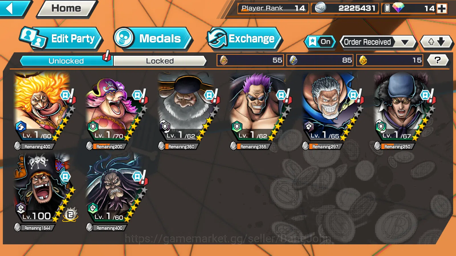 One Piece Bounty Rush Accounts Global | 6EX | 4Emperor teach,the5elder saturn,HP  image 2