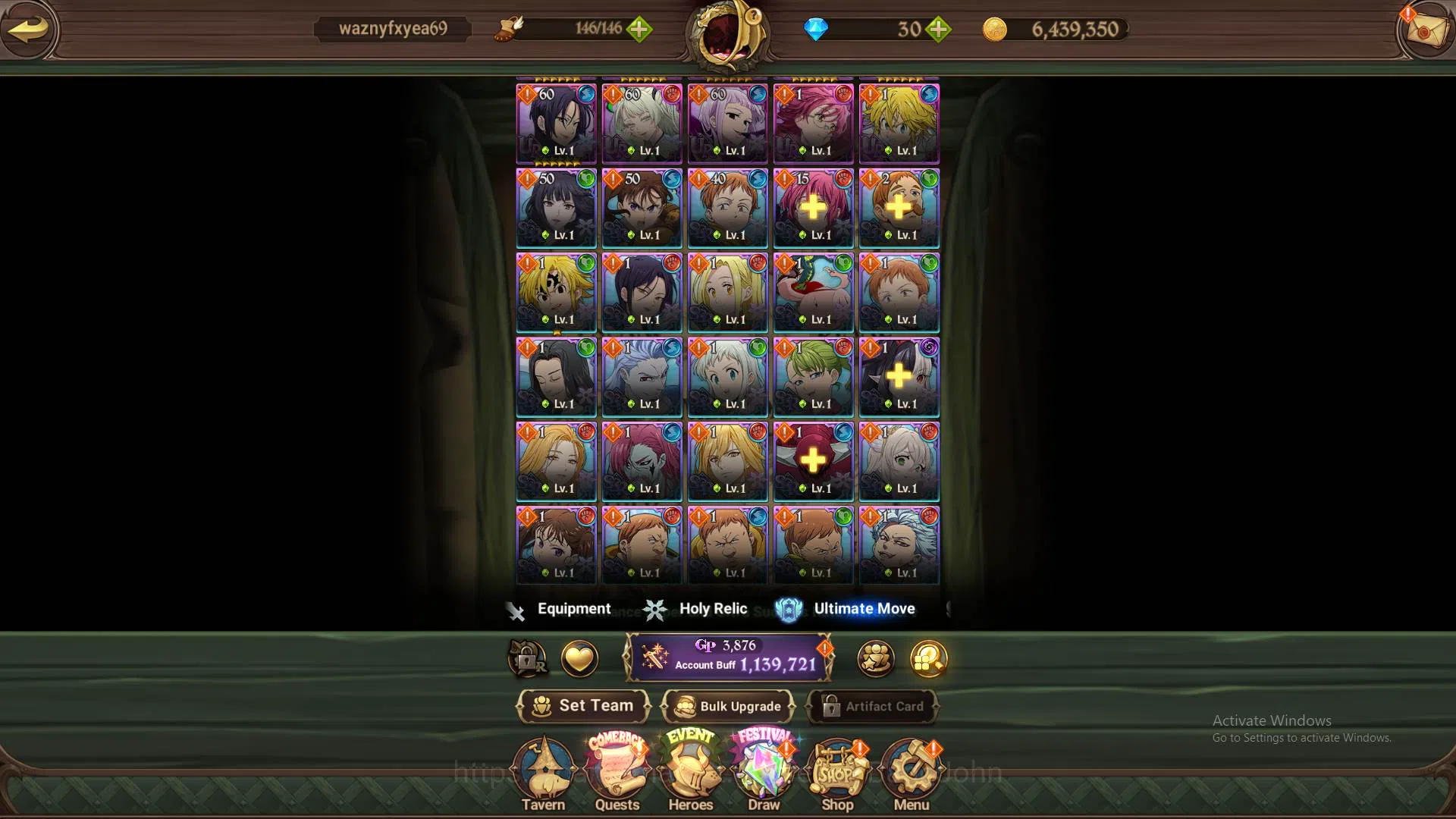 The Seven Deadly Sins: Grand Cross Accounts Others GLOBAL|1.1M CC|LS 41|collab Glass|UR Salos,Sabunak,WK GOwther,DK 10