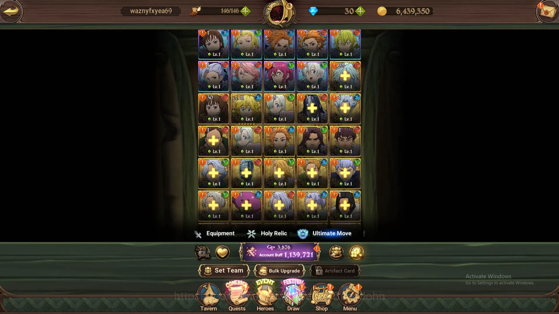 The Seven Deadly Sins: Grand Cross Accounts Others GLOBAL|1.1M CC|LS 41|collab Glass|UR Salos,Sabunak,WK GOwther,DK 11