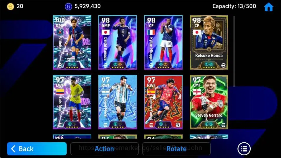 eFootball Accounts Meta Player Mobile|PW 3146|Vitinha ShowT,Daichi Kamada ShowT,Kylian Mbappe ShowT,Kaisuke Honda 3