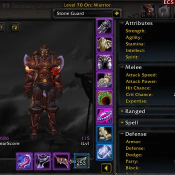 World of Warcraft: Classic - Anniversary Accounts [Prajurit Orc Level 70 - NS H - perlengkapan - GS 1686, Pemburu NS H level