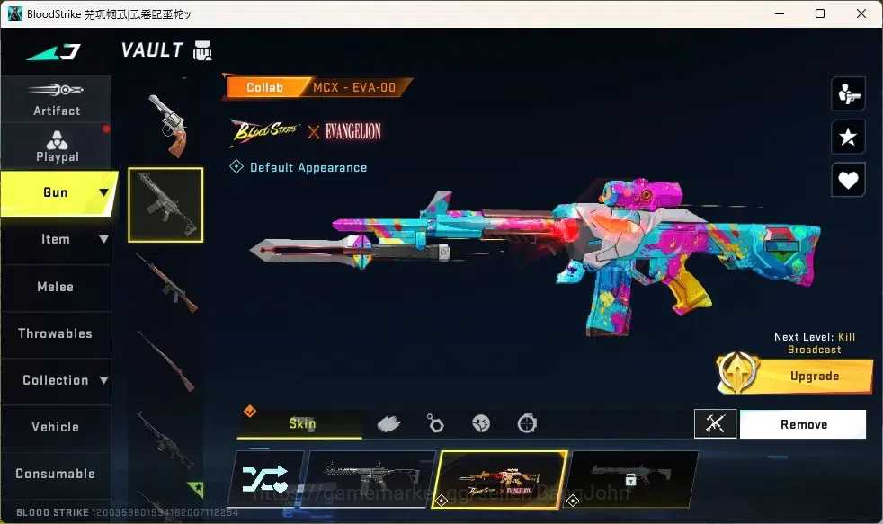 Blood Strike Accounts Collab Skin ASIA | 2 EVA Collab Guns|1 Ultra Melee|10 Ultra Guns|9 Ultra Strikers|1 Collab Vehicle 11