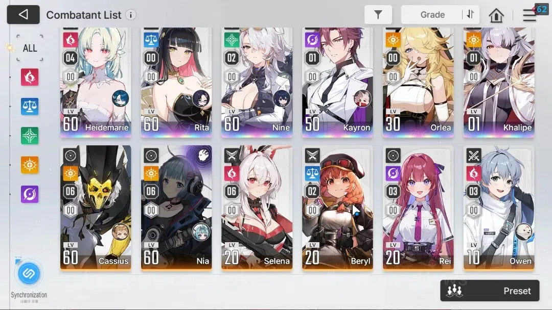 Chaos Zero Nightmare Accounts GLOBAL Lv 54|6 SSR[(HeidemarieM4)+Sign,NineM2,Rita image 3