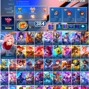 Mobile Legends: Bang Bang Accounts #4538 384 Skins | Kalea Sakura Haruno (NARUTO) | Suyou Sasuke Uchiha (NARUTO) | Badang