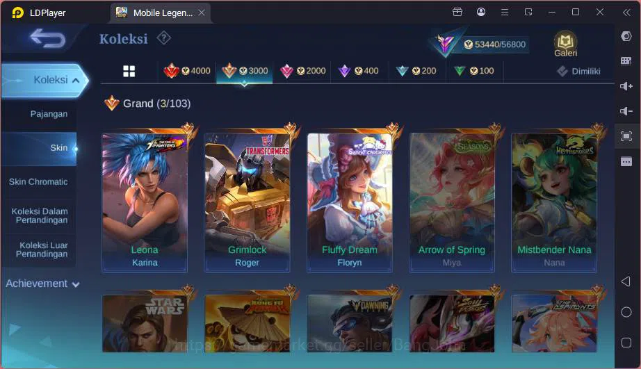 Mobile Legends: Bang Bang Accounts Others Hero 131|Skin 229|KOF Karina,Transform Roger,Sanrio Floryn,Lucky Moskov-Kimmy,CC 4