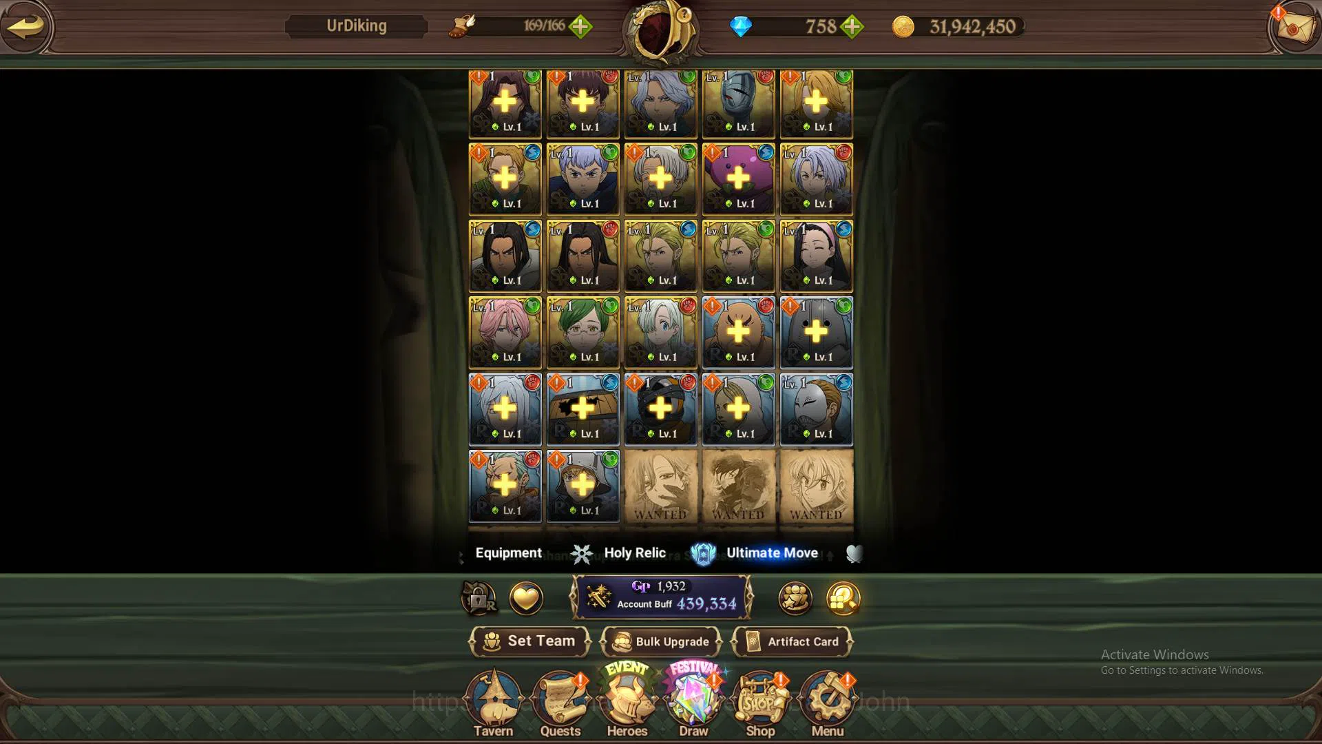 The Seven Deadly Sins: Grand Cross Accounts Others GLOBAL|439K CC|DM 758|Queen Diane,Traitor 8