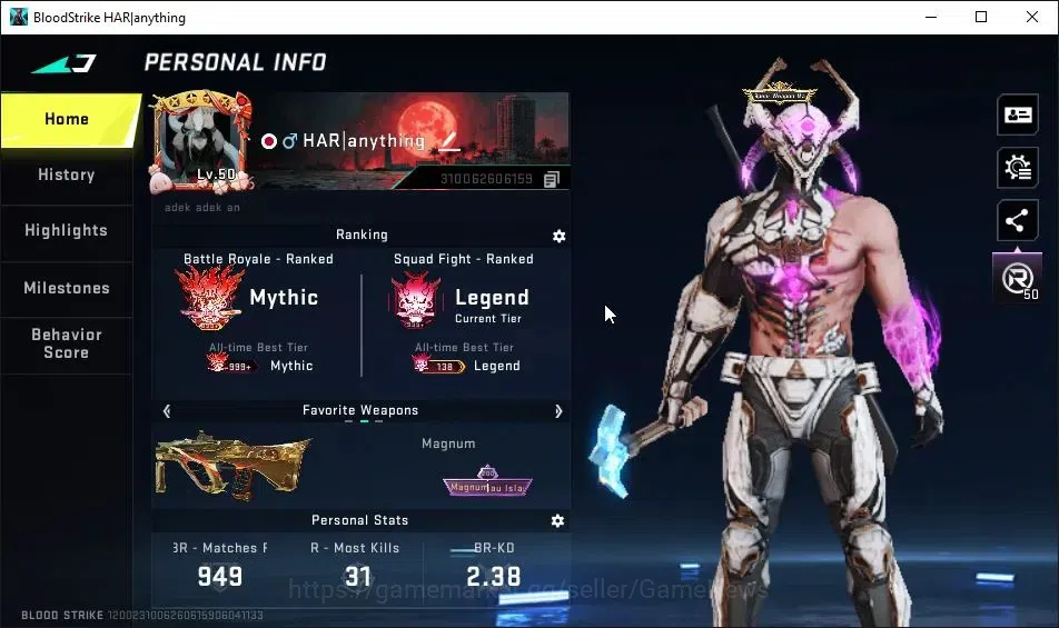 Blood Strike Accounts ASIA|ETERNAL DEagle|Collab TokRev[MCX,FN2000]|Mele image 2