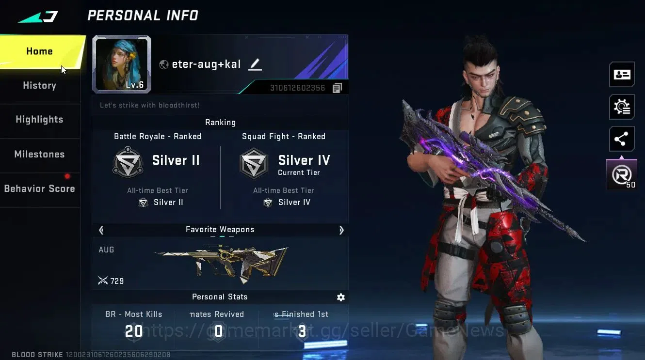 Blood Strike Accounts ASIA|2 ETERNAL [Kala-Whisper Lv3, AUG-Empyrean Lv3 image 2