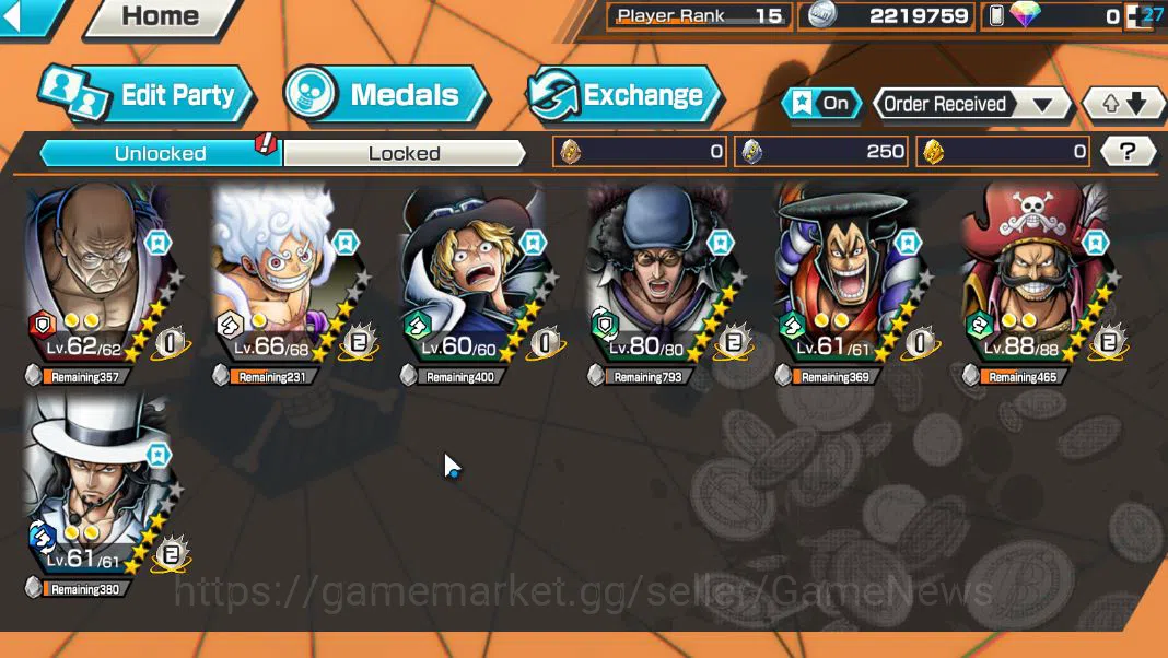 One Piece Bounty Rush Accounts Starter Global|7 EX|T5E ST.Ethanbaron V.Nusjuro,TFE.Luffy,FESabo,BPKuzan,DK Oden,KP Gold D 4