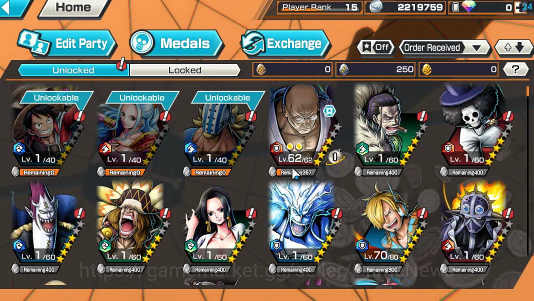 One Piece Bounty Rush Accounts Starter Global|7 EX|T5E ST.Ethanbaron V.Nusjuro,TFE.Luffy,FESabo,BPKuzan,DK Oden,KP Gold D 5