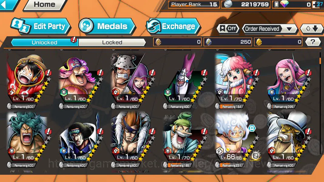 One Piece Bounty Rush Accounts Starter Global|7 EX|T5E ST.Ethanbaron V.Nusjuro,TFE.Luffy,FESabo,BPKuzan,DK Oden,KP Gold D 6