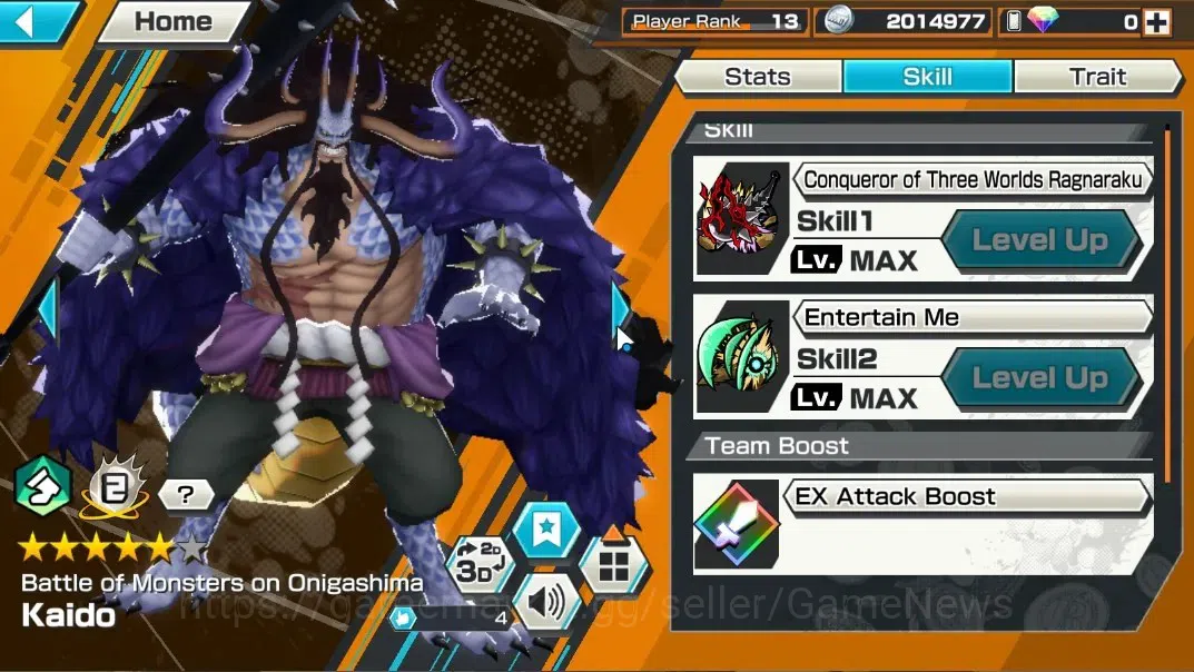 One Piece Bounty Rush Accounts Global |3 EX |MWD Luffy Lv86 MAX Skills,BMO Kaido  image 7
