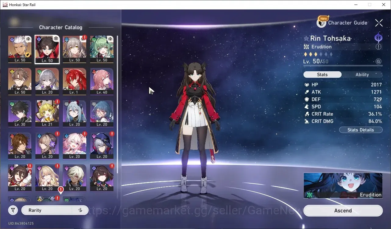 Honkai Star Rail Accounts Others Asia|TL 32|4 Limited| (Rin Tohsaka)+Signature Argenti,Archer,Huohuo +2 STD Char 1