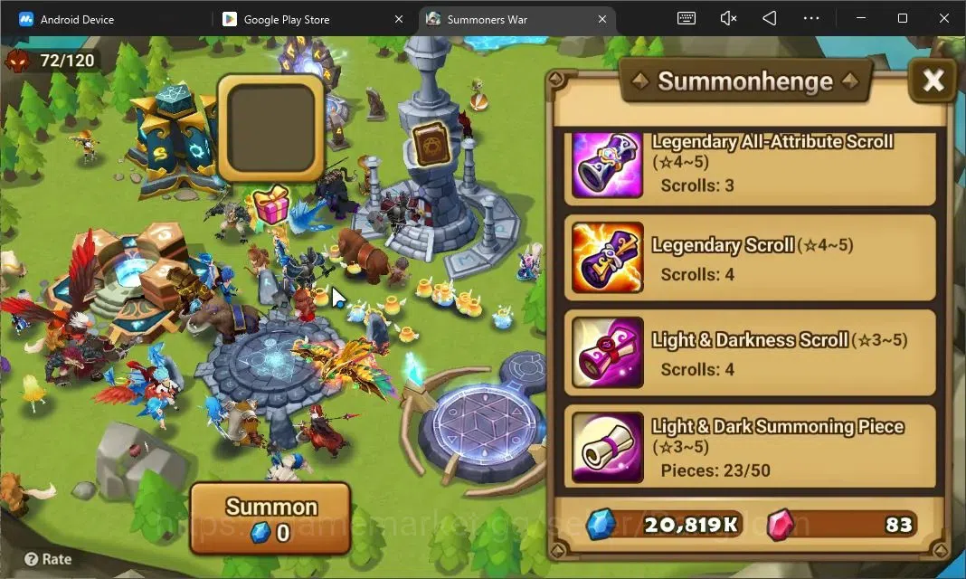 Summoners War: Sky Arena Accounts Starter GLOBAL | NB 5 TESHAR,Starter Gacha 115 12Y+160 11Y Scrool, 3 Legendary All 4