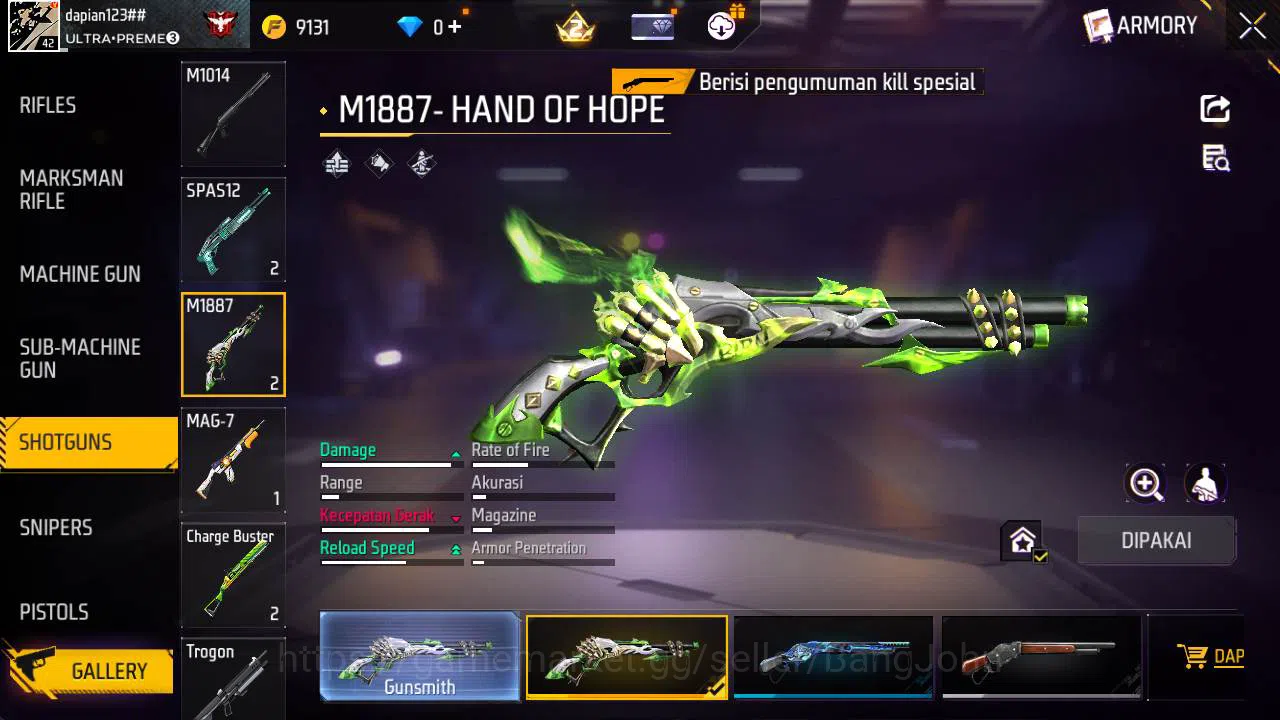 Free Fire Accounts Vault 32 | polosan SG lumut, Topeng joker, kaki nyeker FF598B 2