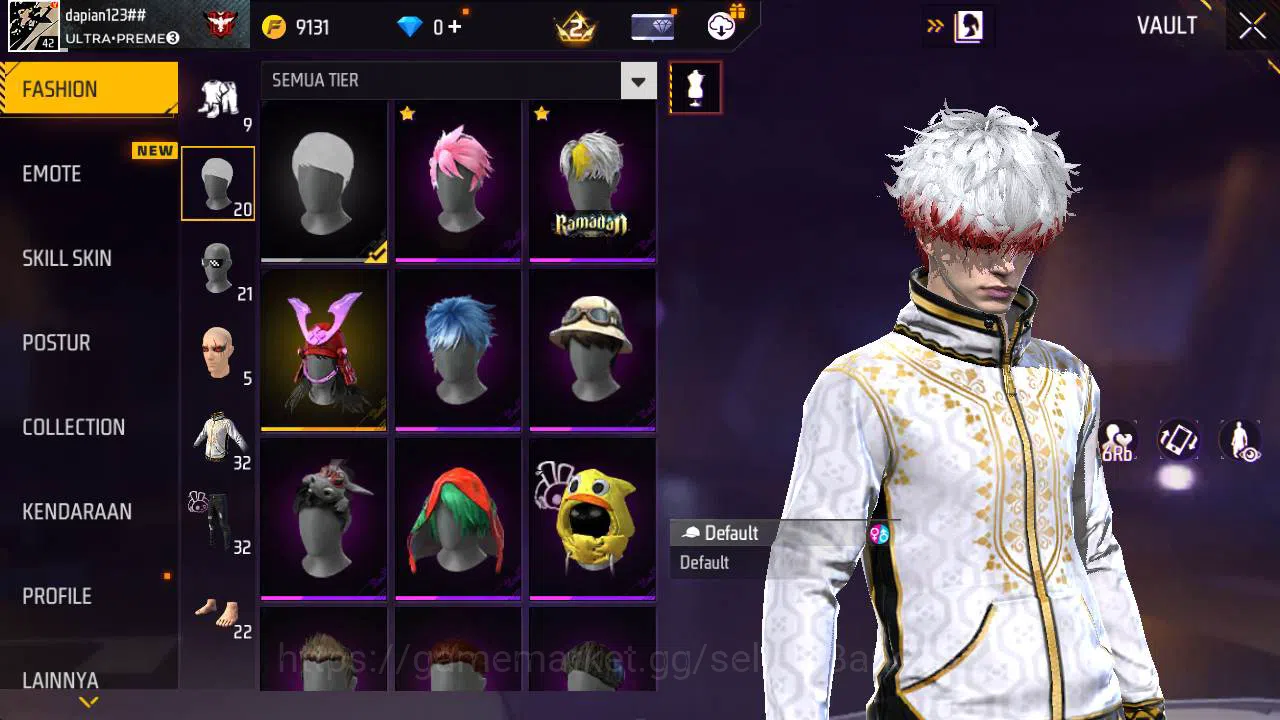 Free Fire Accounts Vault 32 | polosan SG lumut, Topeng joker, kaki nyeker FF598B 5
