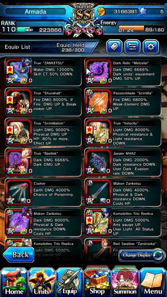 Grand Summoners Accounts End-Game Global|Rank 110|3 SP Art|31 Ascend 19 TW(S Miyu,Beta,Shadow,Isliid,Chloe 2x,Mikoto,DL 11