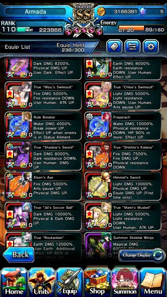 Grand Summoners Accounts End-Game Global|Rank 110|3 SP Art|31 Ascend 19 TW(S Miyu,Beta,Shadow,Isliid,Chloe 2x,Mikoto,DL 14