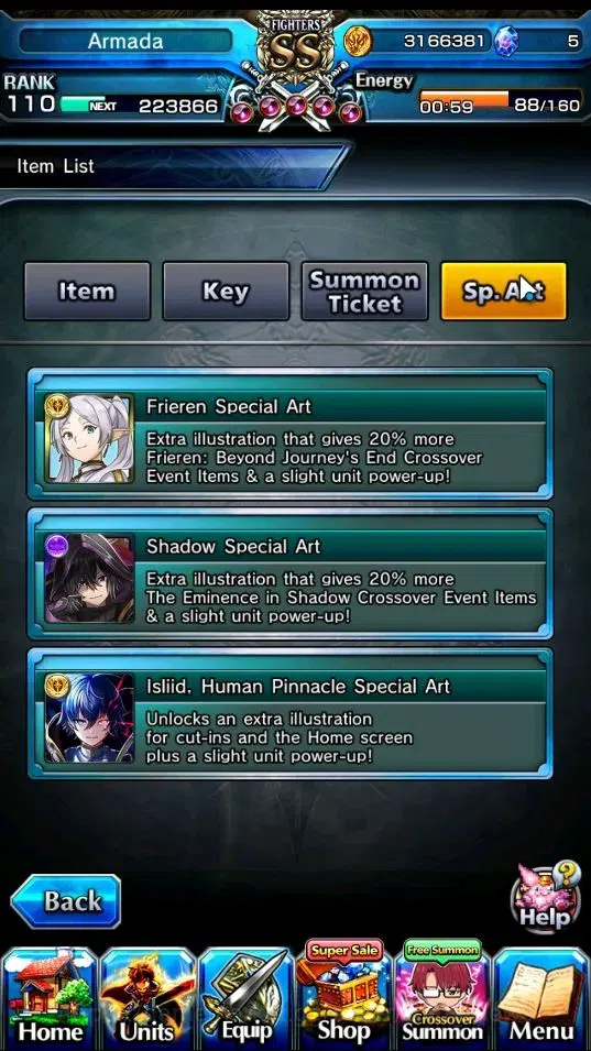 Grand Summoners Accounts End-Game Global|Rank 110|3 SP Art|31 Ascend 19 TW(S Miyu,Beta,Shadow,Isliid,Chloe 2x,Mikoto,DL 2