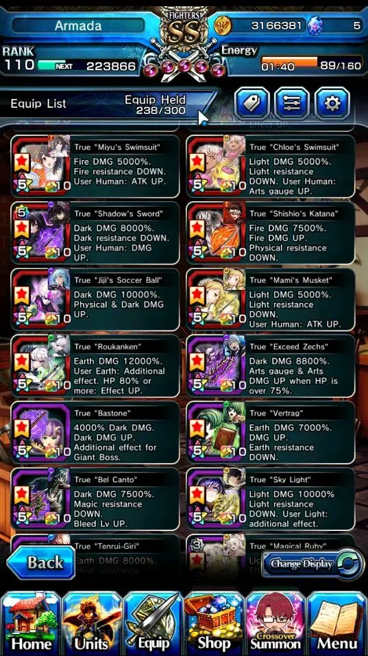 Grand Summoners Accounts End-Game Global|Rank 110|3 SP Art|31 Ascend 19 TW(S Miyu,Beta,Shadow,Isliid,Chloe 2x,Mikoto,DL 7