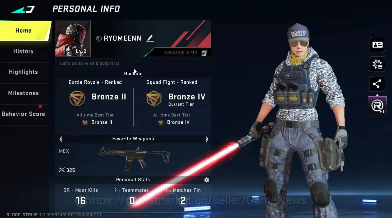 Blood Strike Accounts ASIA|ULTRA Melee Lightblade-Dark Force|Legendary [ image 2