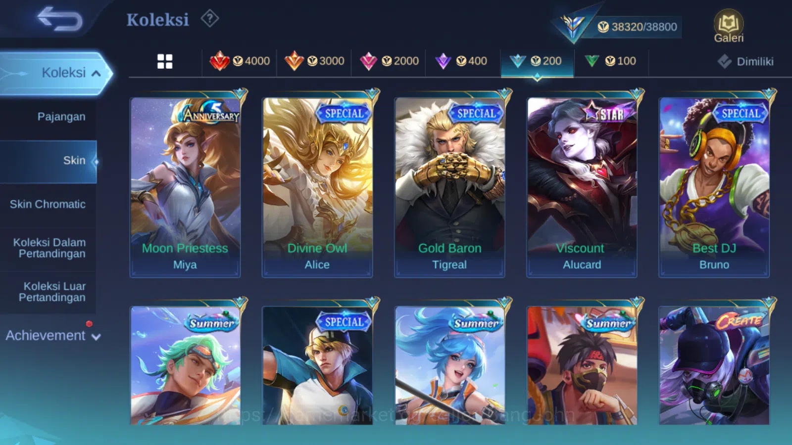 Mobile Legends: Bang Bang Accounts Others Hero 131 | skin 194 | saber saber | zodiac irithel | epic irithel | spongebob 14