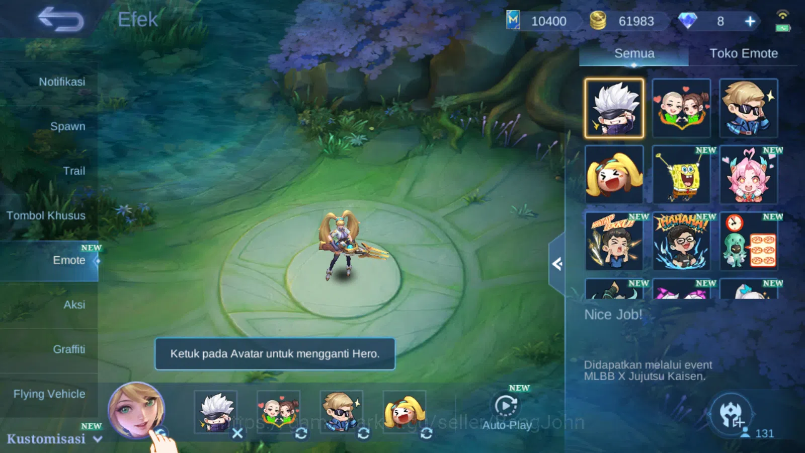 Mobile Legends: Bang Bang Accounts Others Hero 131 | skin 194 | saber saber | zodiac irithel | epic irithel | spongebob 8