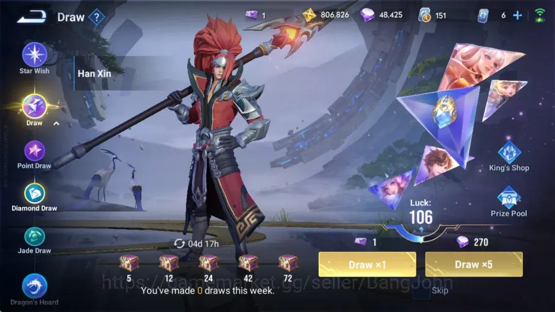 Honor of Kings Accounts Rare Skin Global|112H 234S|Blessed [Charlotte]|LNY2024 [Sun Ce&Lady Sun]|SXD [Hou Yi]|KIC [Luna]|1 14