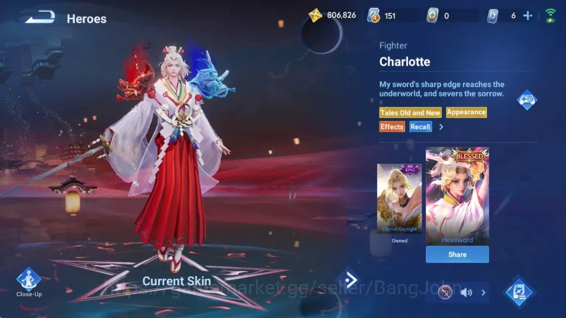 Honor of Kings Accounts Rare Skin Global|112H 234S|Blessed [Charlotte]|LNY2024 [Sun Ce&Lady Sun]|SXD [Hou Yi]|KIC [Luna]|1 8