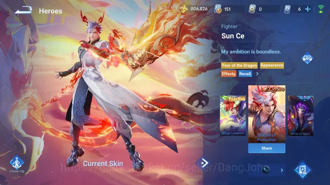 Honor of Kings Accounts Rare Skin Global|112H 234S|Blessed [Charlotte]|LNY2024 [Sun Ce&Lady Sun]|SXD [Hou Yi]|KIC [Luna]|1 9