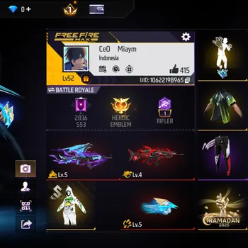 Free Fire Accounts EVO GUN 3 - MAX 1 - TINJU 2 JUTA LV 5 MAX - AK47 2 JUTA LV 5 - SCAR 2 JUTA LV 4 - ANIMASI LOBY - ANGEL