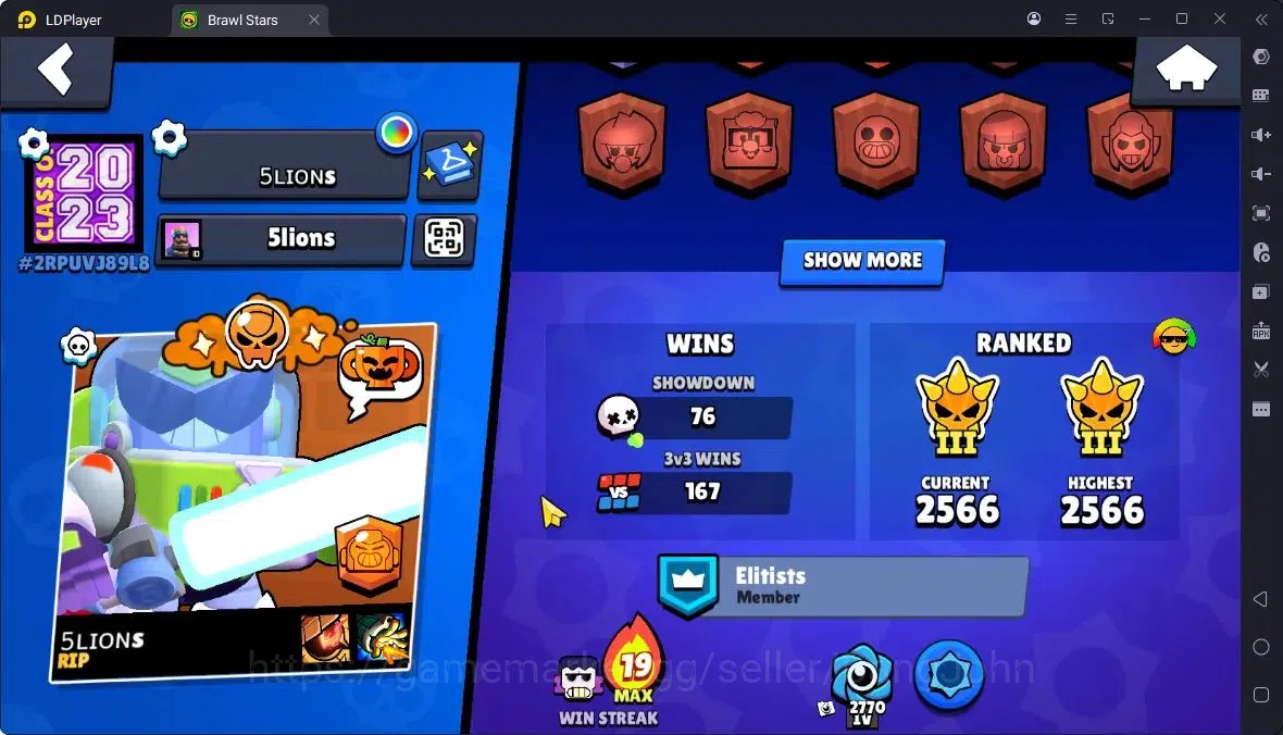 Brawl Stars Accounts Thropy 2664|49Brawler|3Max,6MaxHC|2 Hypercharge,2 Legend,4 Mythic,17 Epic Skin|20568 Bling|315 3