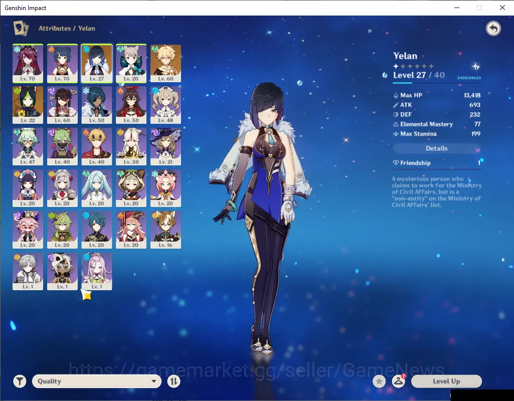 Genshin Impact Accounts ASIA|AR 40|1 Limited+1(*5Weapon)|Yelan|Mc Male|Low image 14