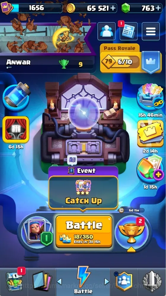 Clash Royale Accounts High-End Trophy 14000+|CL 1656|KTL 15|123 Cards|7 Max|8 Champ|3 Hero|13 Evo|Seasonal Arena 1|763 1