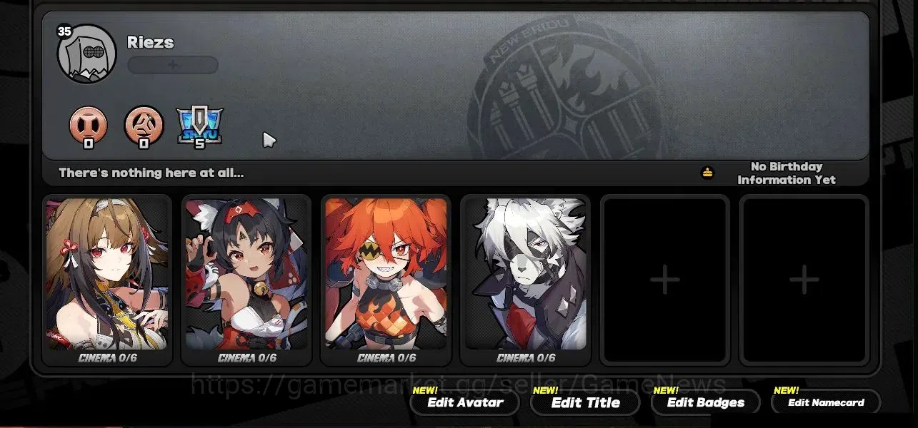 Zenless Zone Zero Accounts Starter ASIA|IK 35|S1 CH5|1 Limit(Ye ShunGuang+Sign)+3 STD Lycaon,Koleda,Nekomata|1S BangBo|MC 5