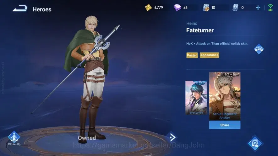 Honor of Kings Accounts Global | 41H 30S | AOT Mayene & Heino | 5 Epic Ski image 4