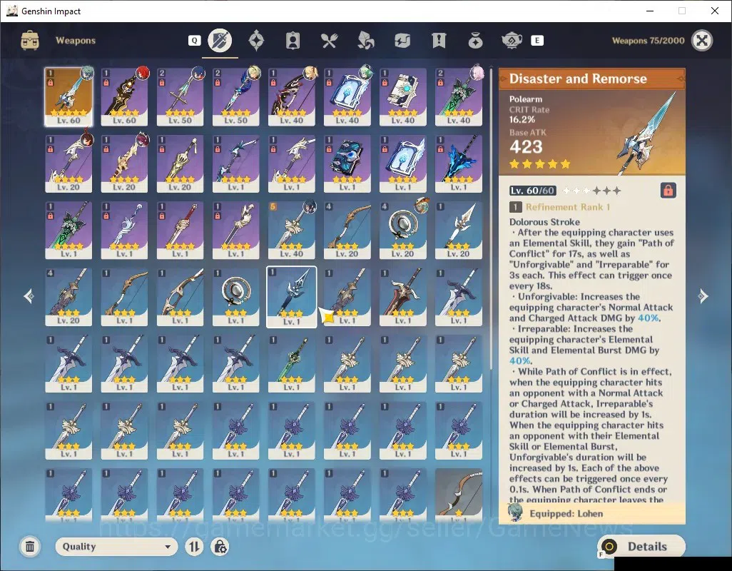 Genshin Impact Accounts ASIA|AR 35|1 Limited+1(5*Weapon),Lohen+Sign|3 Stan image 3