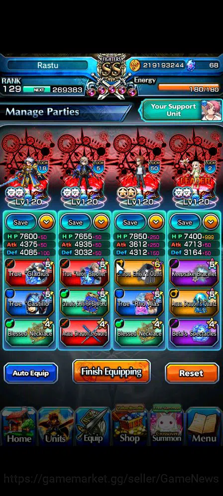 Grand Summoners Accounts Mid-Game Global|Rank 129|33 RGB|20 Ascend|RoyTW,Summer MiyuTW,EmiyaTW,JayTW,Pinnacle 2