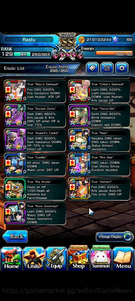 Grand Summoners Accounts Mid-Game Global|Rank 129|33 RGB|20 Ascend|RoyTW,Summer MiyuTW,EmiyaTW,JayTW,Pinnacle 7