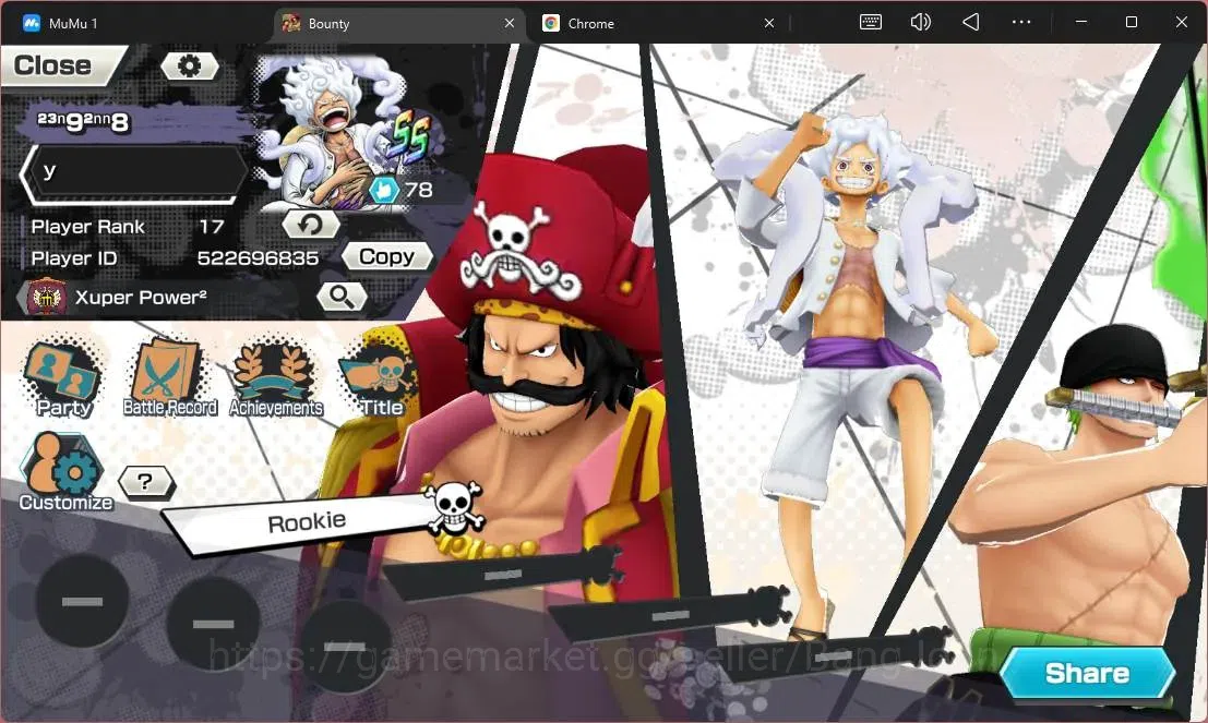 One Piece Bounty Rush Accounts High-End Global | EX 4 | PR 17 | TFE V Nusjuro MAX, Gol D Roger MAX, Zoro&Sanji, GF MD Luffy 2